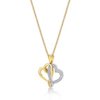 Interlocking Diamond Heart Necklace 0.13ct Diamond in 9K Yellow Gold side view