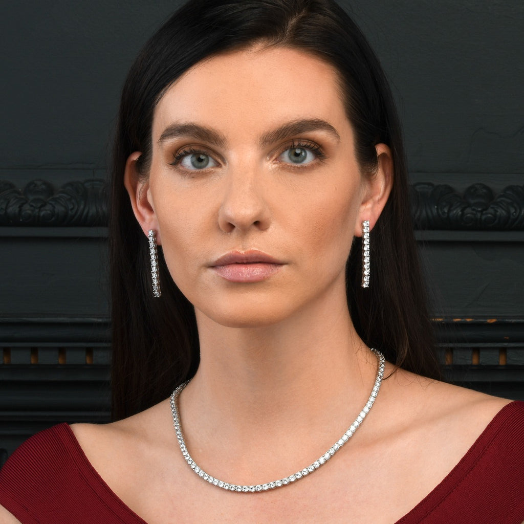 Sterling Silver Tennis Necklace with 4mm Sparkling Cubic Zirconia
