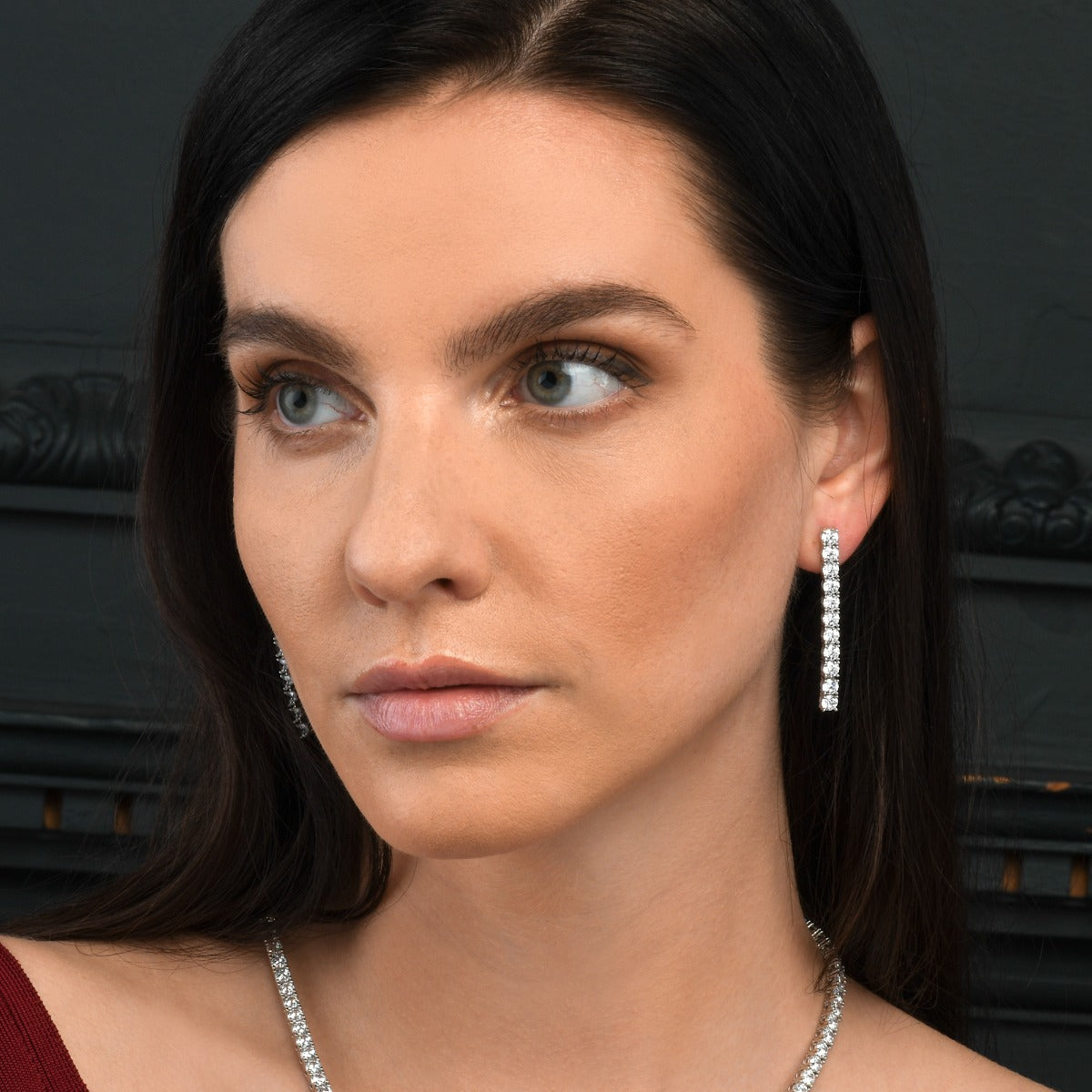 Sterling Silver Tennis Earrings with 4mm Sparkling Cubic Zirconia