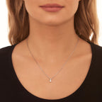 Solitaire 0.20ct 6 claw round diamond twirl pendant in 9K white gold