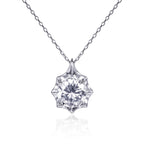 Sparkling Star 925 Sterling Silver Pendant Necklace with Cubic Zirconia