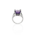 Large Amethyst Dress Ring in 18K White Gold
