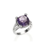 Large Amethyst Dress Ring in 18K White Gold