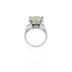 Large Green Amethyst Dress Ring in 18K White Gold