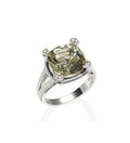 large green amethyst ring in 18K white gold