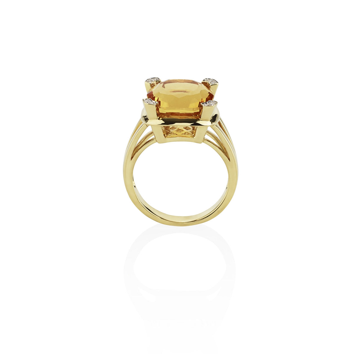 Large Citrine Dress Ring in 18K Yellow Gold