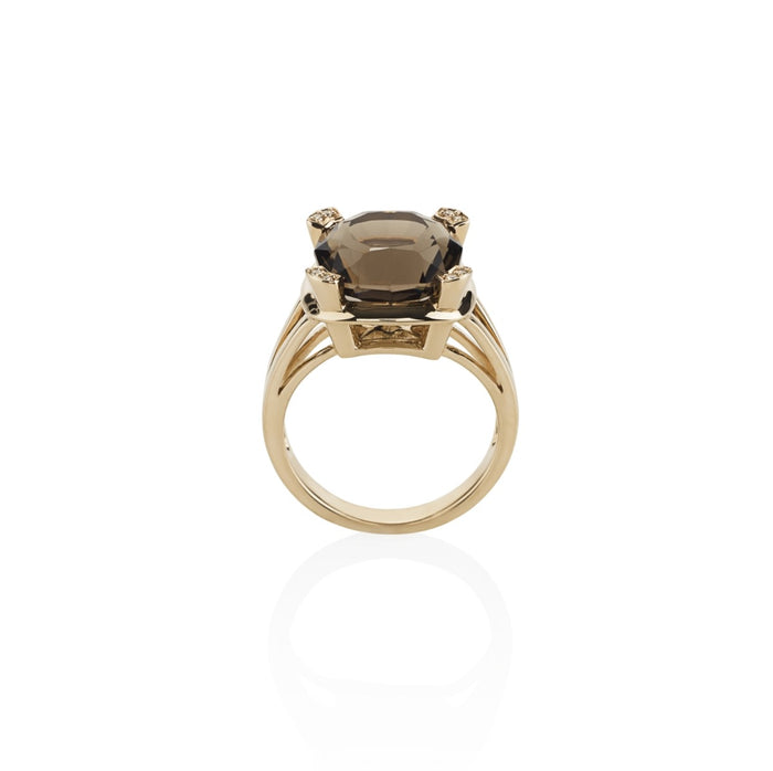 Large Smoky Quartz Dress Ring in 18K Rose Gold