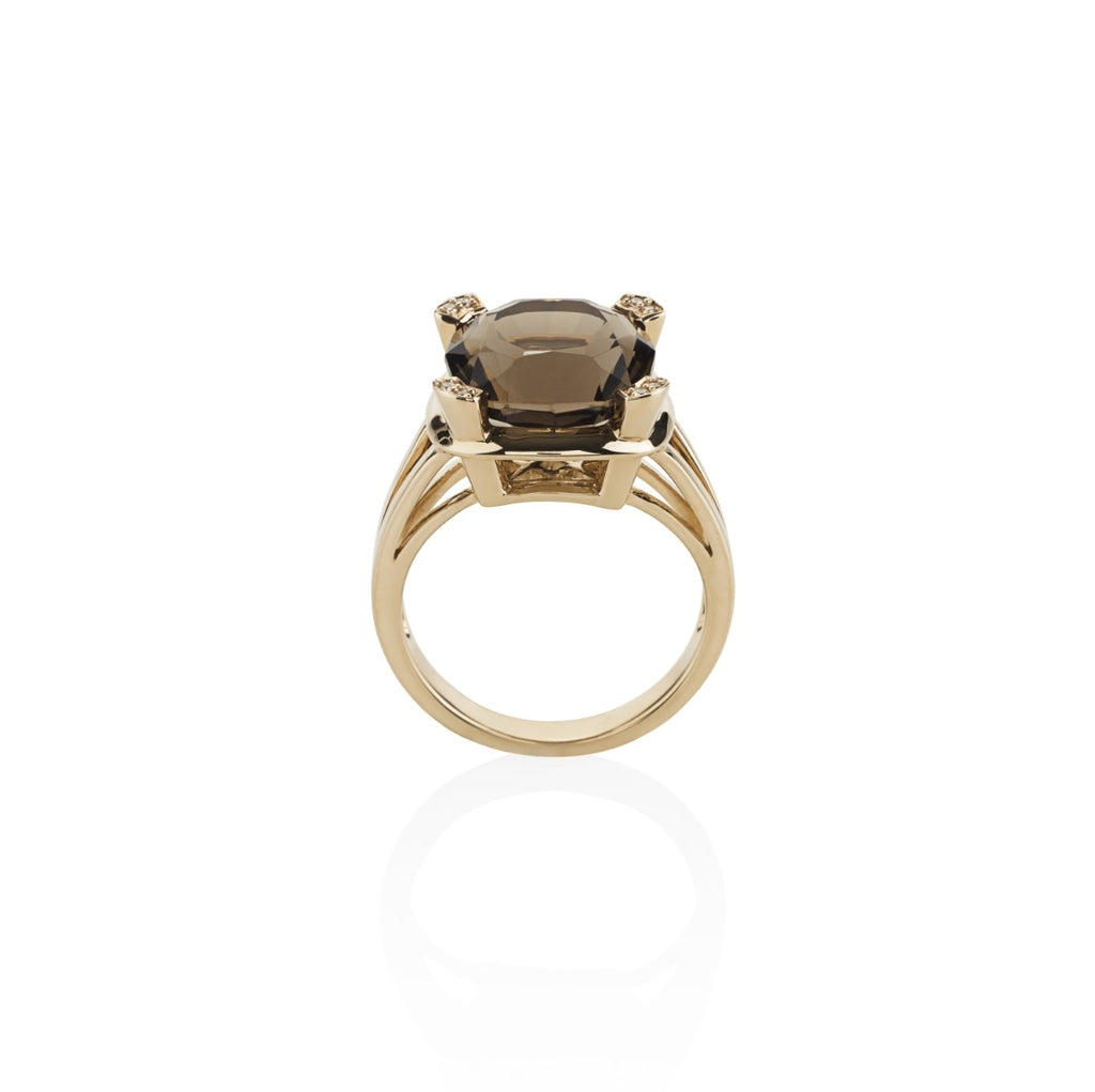 Large Smoky Quartz Dress Ring in 18K Rose Gold
