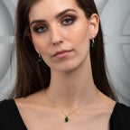Sterling Silver Green Teardrop Pendant Necklace