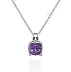6ct Amethyst Pendant Necklace in 18K White Gold