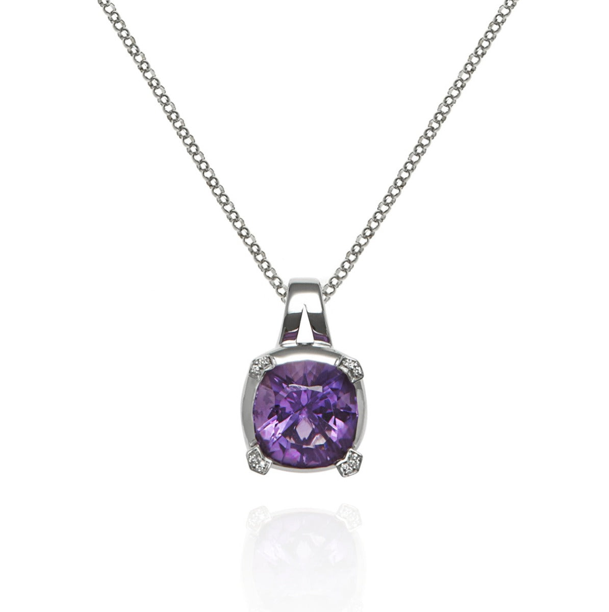 6ct Amethyst Pendant Necklace in 18K White Gold