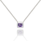 simple amethyst necklace in 18k white gold