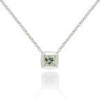 0.50ct Cushion Cut Green Amethyst Pendant Necklace In 18K White Gold