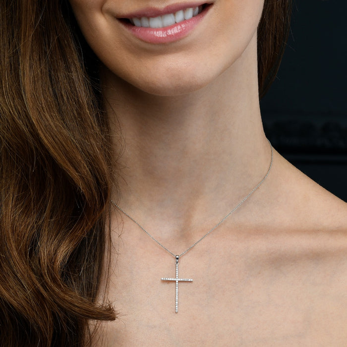 Diamond Cross Pendant 0.30ct Diamonds in 18K white gold