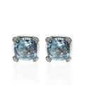 Large Blue Topaz Stud Earrings in 18K White Gold