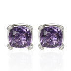 Large Amethyst Stud Earrings in 18K White Gold