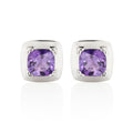0.75ct Cushion Cut Amethyst Stud Earrings In 18K White Gold