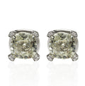 Large Green Amethyst Stud Earrings in 18K White Gold