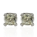 Large Green Amethyst Stud Earrings in 18K White Gold