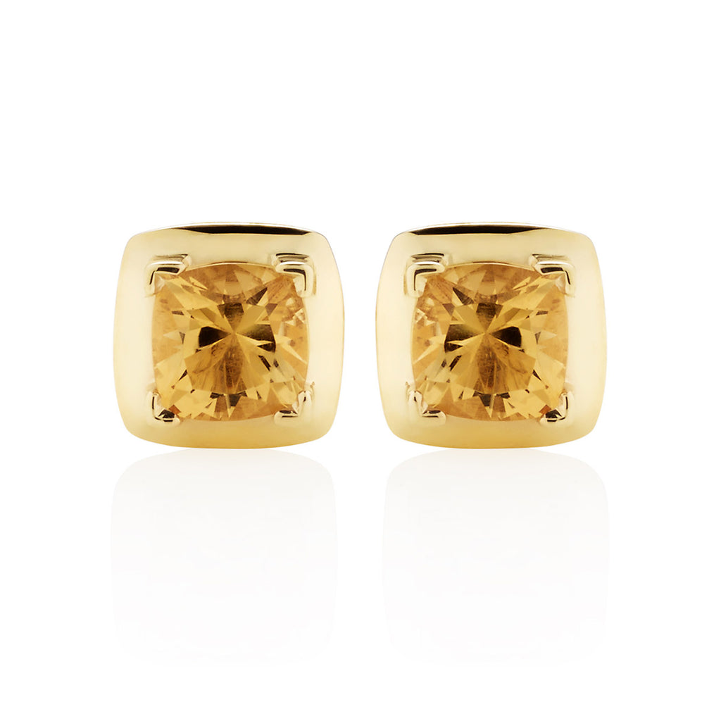 0.84ct Cushion Cut Citrine Stud Earrings In 18K Yellow Gold