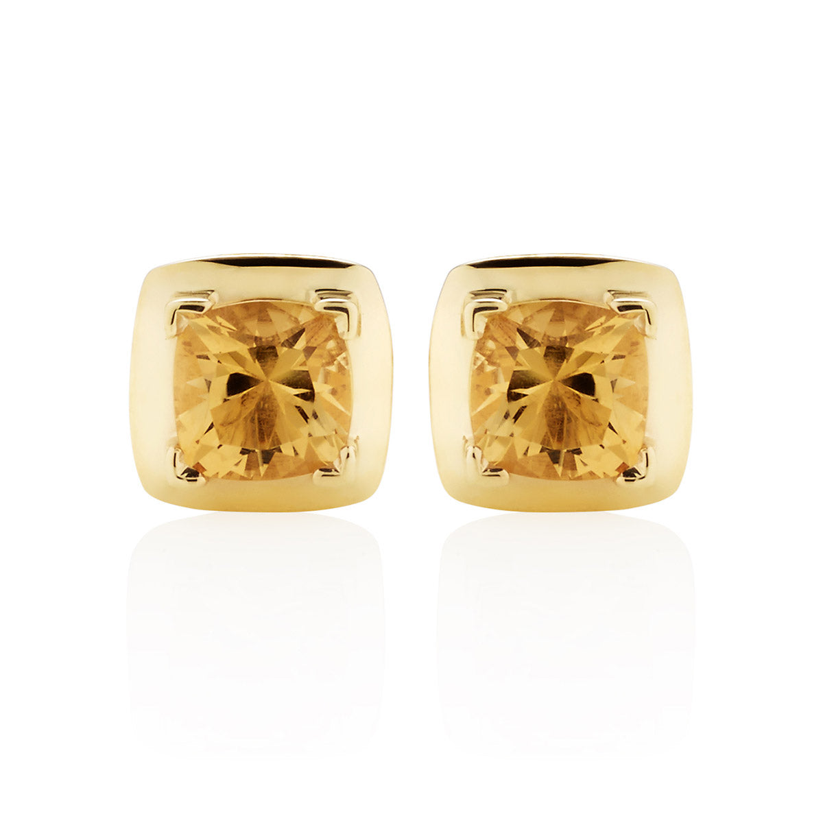 0.84ct Cushion Cut Citrine Stud Earrings In 18K Yellow Gold