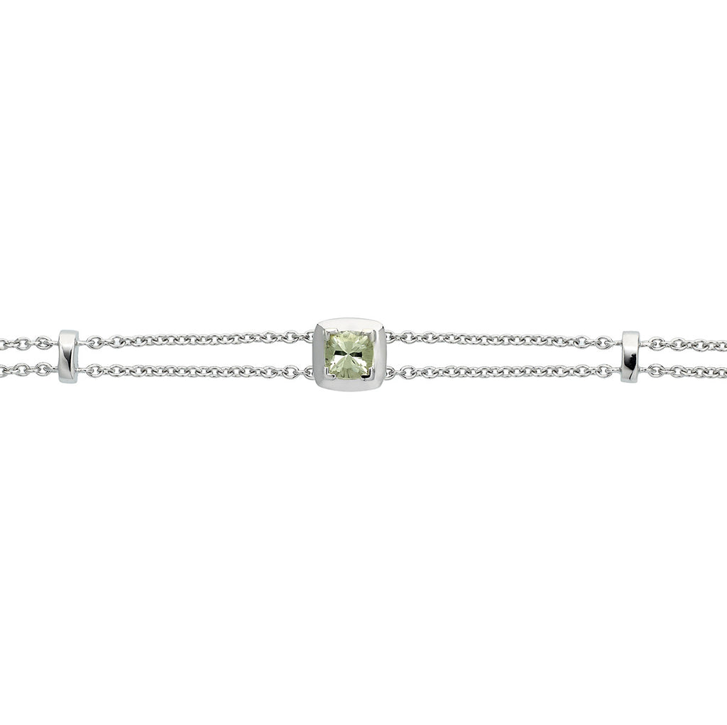 Green Amethyst Bracelet in 18K White Gold
