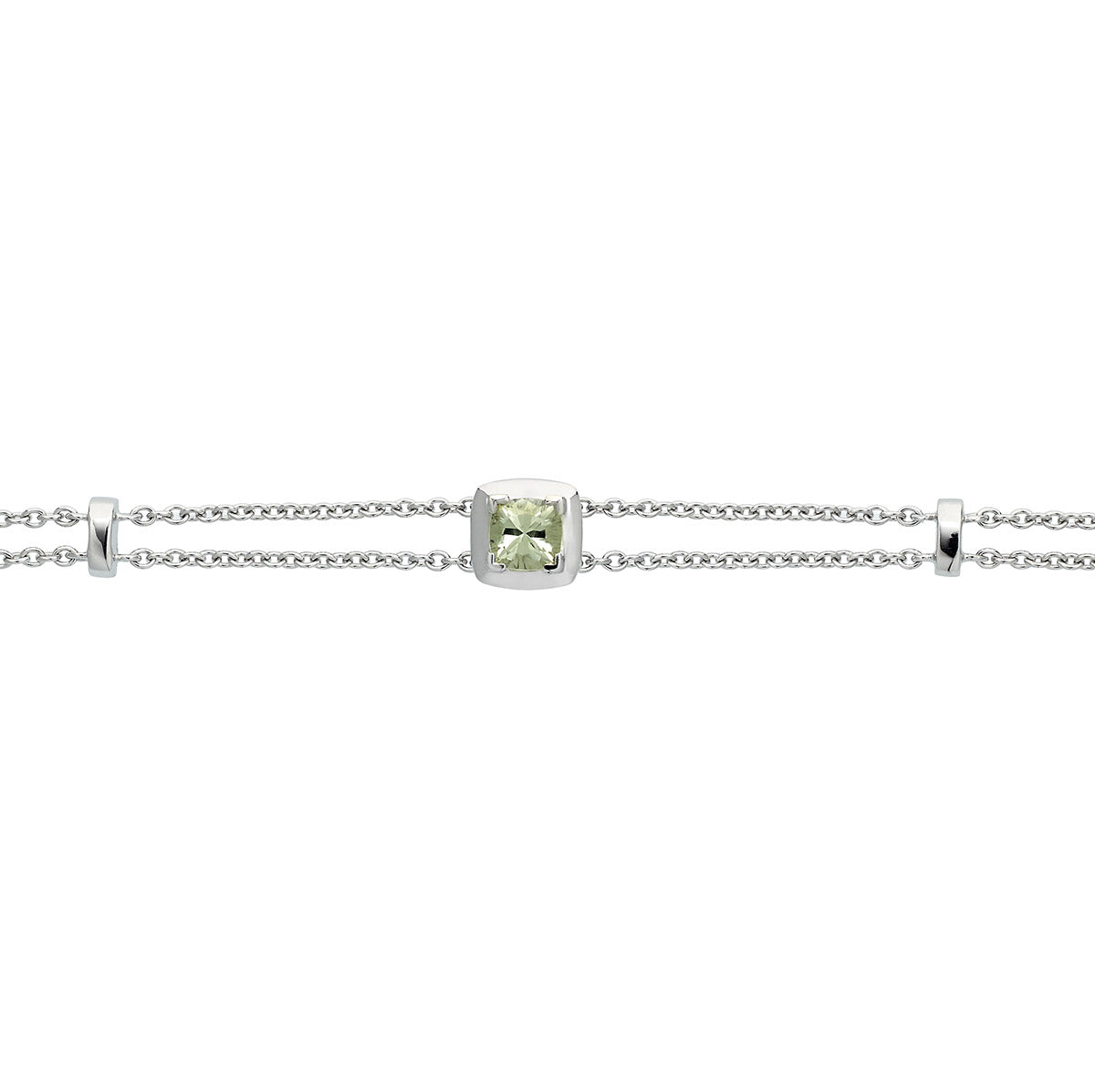 Green Amethyst Bracelet in 18K White Gold