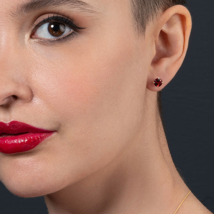1.95ct Garnet Solitaire Stud Earrings In 9K Yellow Gold