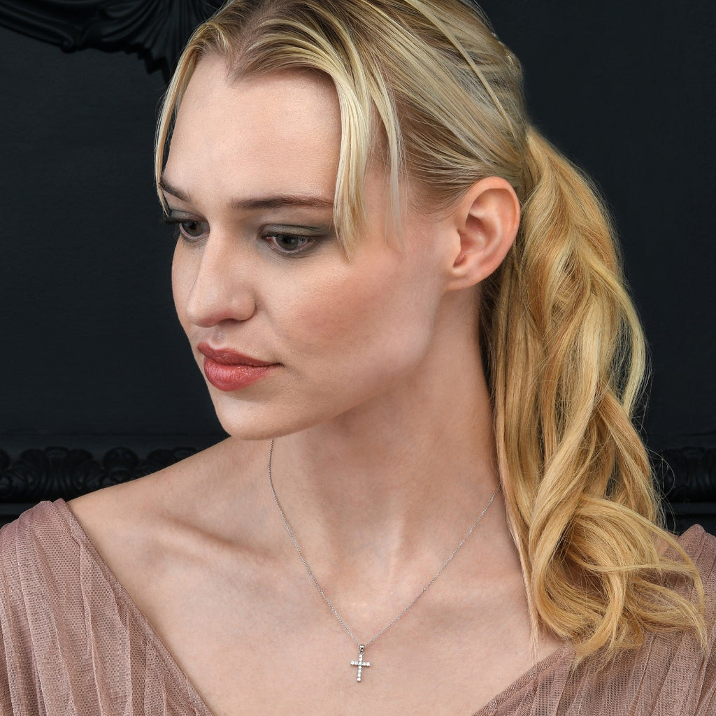 Miracle Diamond Cross Pendant 0.32ct In 9K White Gold