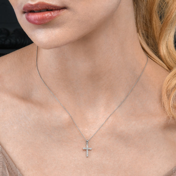 Miracle Diamond Cross Pendant 0.32ct In 9K White Gold