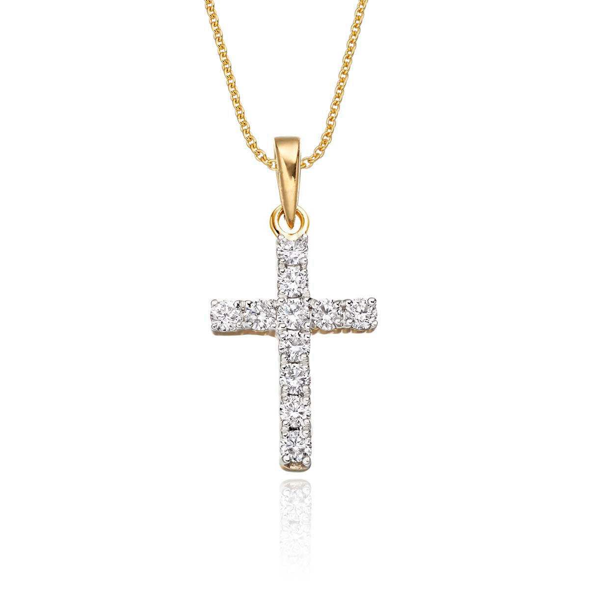 Miracle cross pendant 0.32ct diamonds in 9K yellow gold