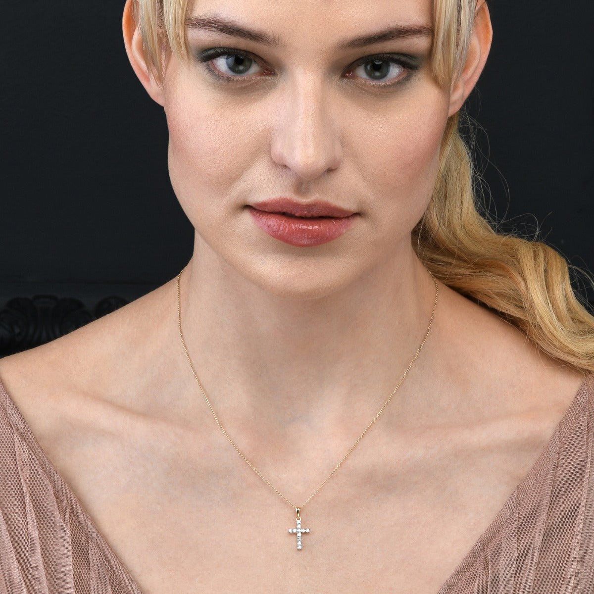 Miracle Diamond Cross Pendant 0.32ct In 9K Yellow Gold