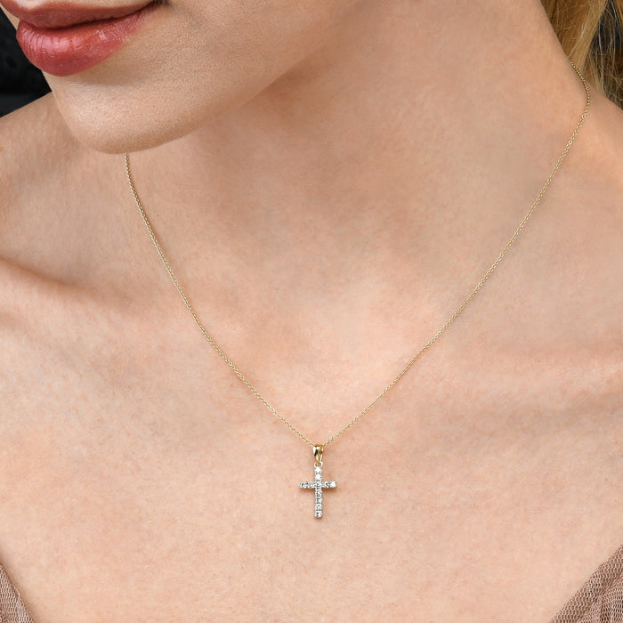 Miracle Diamond Cross Pendant 0.32ct In 9K Yellow Gold