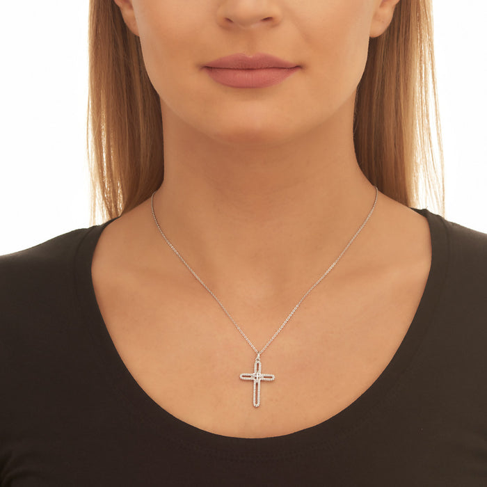 Eternity Diamond Cross Pendant 0.25ct In 9K White Gold