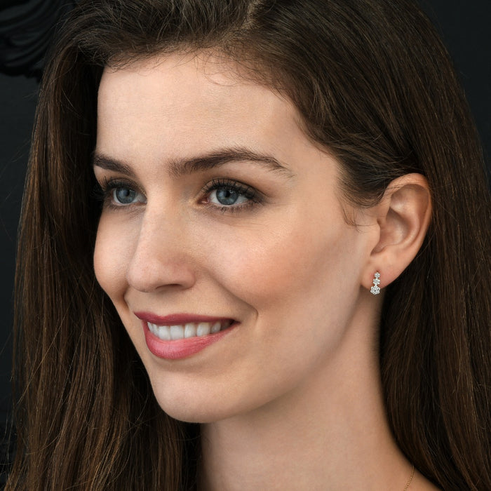 Illusion Trilogy Diamond Cluster Earrings 0.35ct Studs 9K Yellow Gold