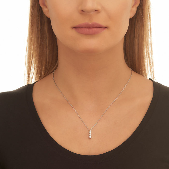 Graduating 5 Diamond 0.40ct Pendant In 9K White Gold