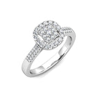 Cushion Diamond Cluster Engagement Ring 0.40ct Diamonds in 18K White Gold
