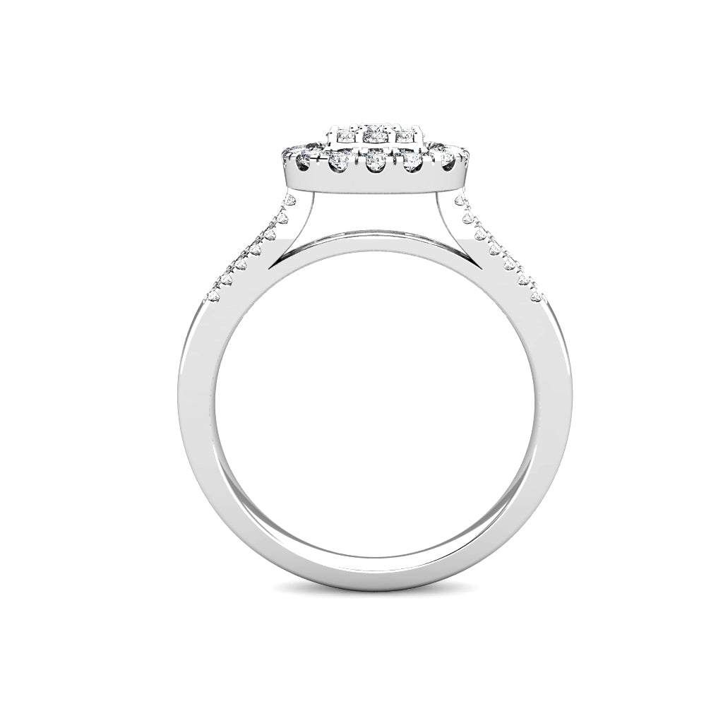 Cushion Diamond Cluster Engagement Ring 0.40ct Diamonds in 18K White Gold
