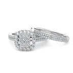 Cushion Diamond Cluster Engagement Ring 0.40ct Diamonds in 18K White Gold