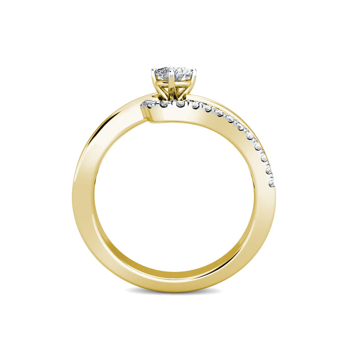 Twirl Diamond Cluster Engagement Ring 0.40ct Diamond in 18K Yellow Gold