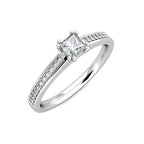 Square Princess Diamond Cluster Engagement Ring 0.30ct Diamonds 18K White Gold