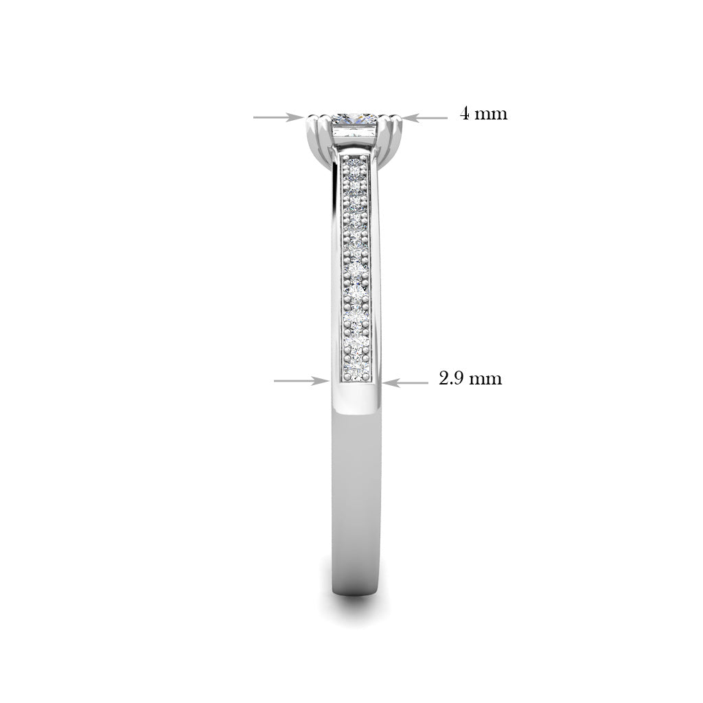 Square Princess Diamond Cluster Engagement Ring 0.30ct Diamonds 18K White Gold