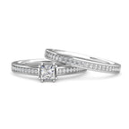 Square Princess Diamond Cluster Engagement Ring 0.30ct Diamonds 18K White Gold