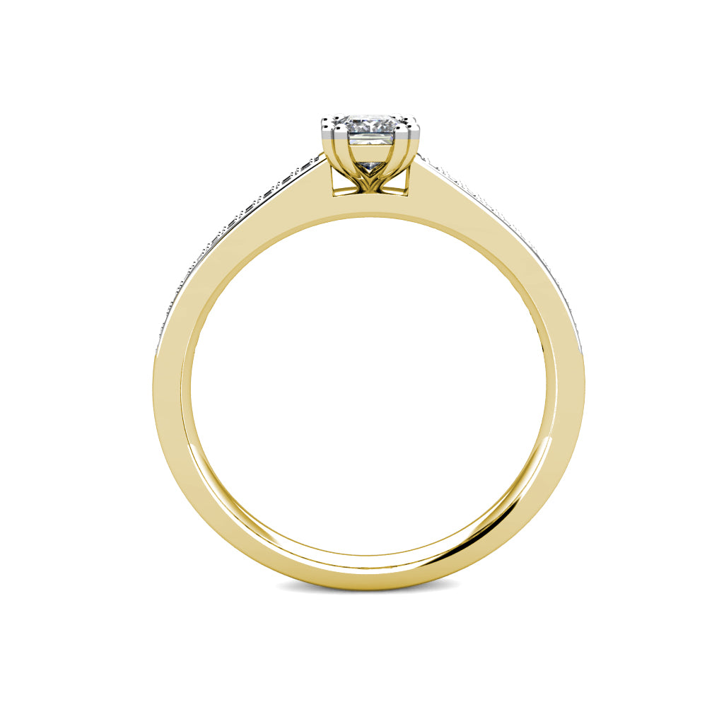 Square Princess Diamond Cluster Engagement Ring 0.30ct Diamonds 18K Yellow Gold