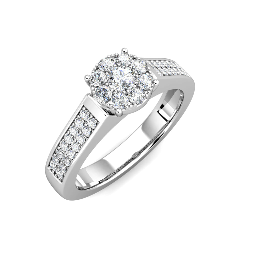 Sparkle Diamond Cluster Engagement Ring 0.40ct Diamonds in 18K White Gold