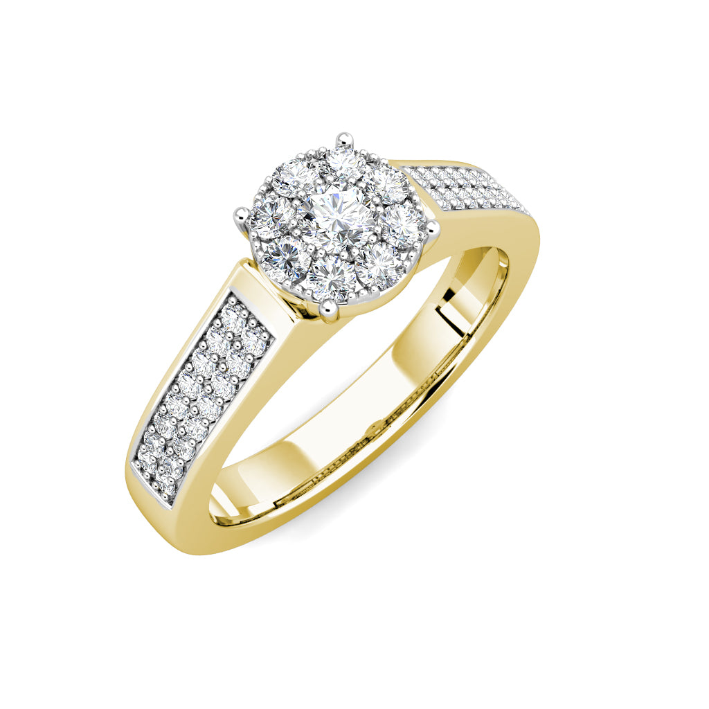Sparkle Diamond Cluster Engagement Ring 0.40ct Diamonds in 18K Yellow Gold