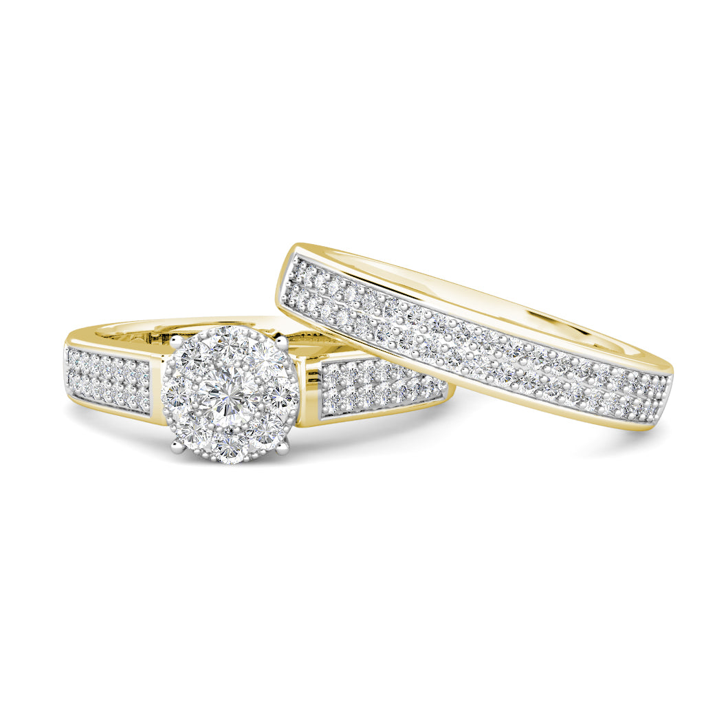 Sparkle Diamond Cluster Engagement Ring 0.40ct Diamonds in 18K Yellow Gold