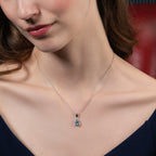 Pear Shaped Blue Topaz Pendant Necklace in Sterling Silver