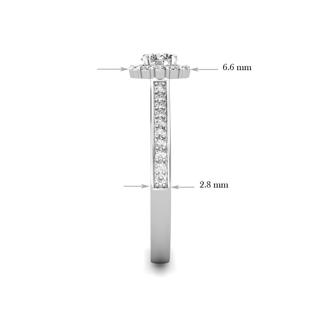 Halo Diamond Cluster Engagement Ring 0.40ct Diamonds in 18K White Gold