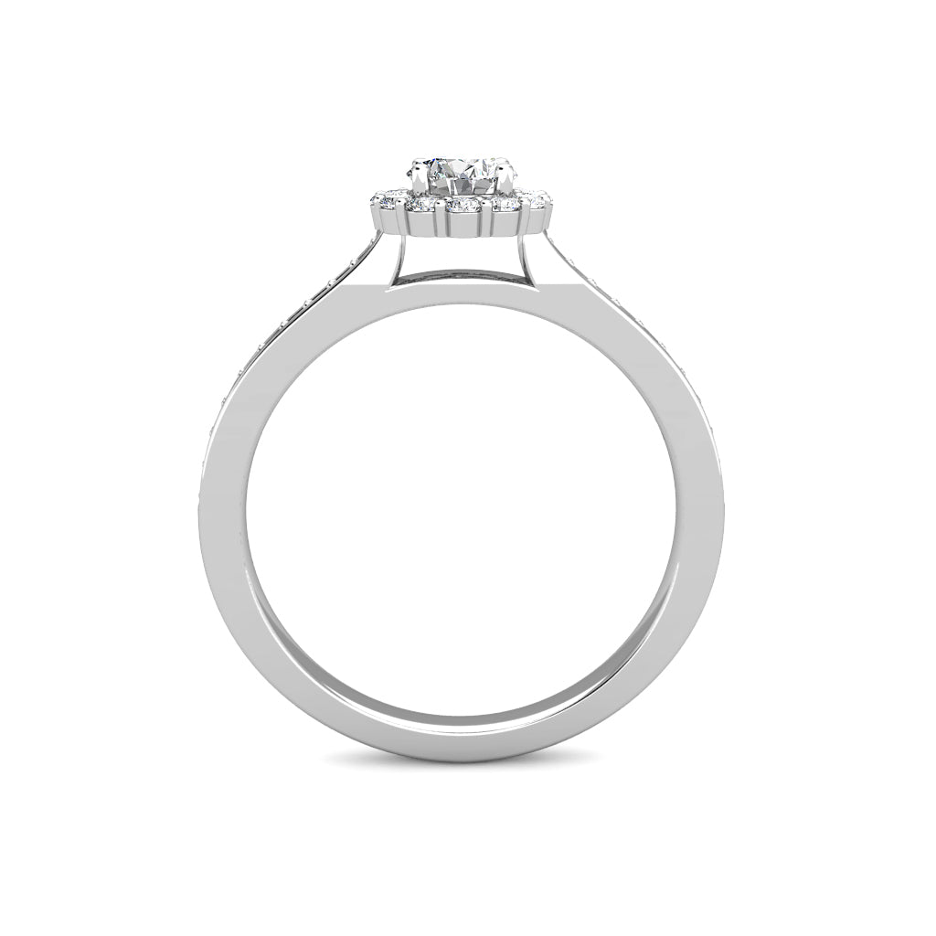 Halo Diamond Cluster Engagement Ring 0.40ct Diamonds in 18K White Gold